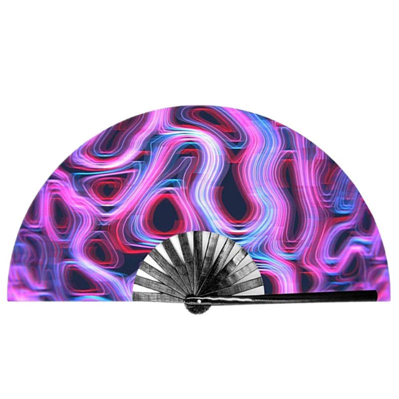 UV Glow Rave Fan Foldable for Women/Men/Drag Queen