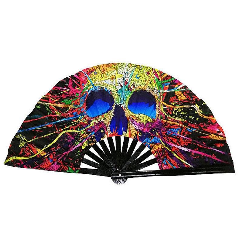 UV Glow Rave Fan Foldable for Women/Men/Drag Queen