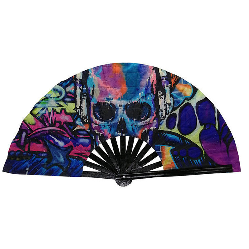 UV Glow Rave Fan Foldable for Women/Men/Drag Queen