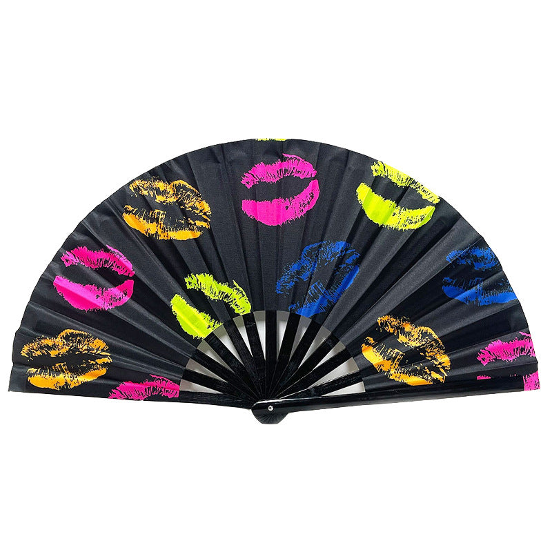 UV Glow Rave Fan Foldable for Women/Men/Drag Queen