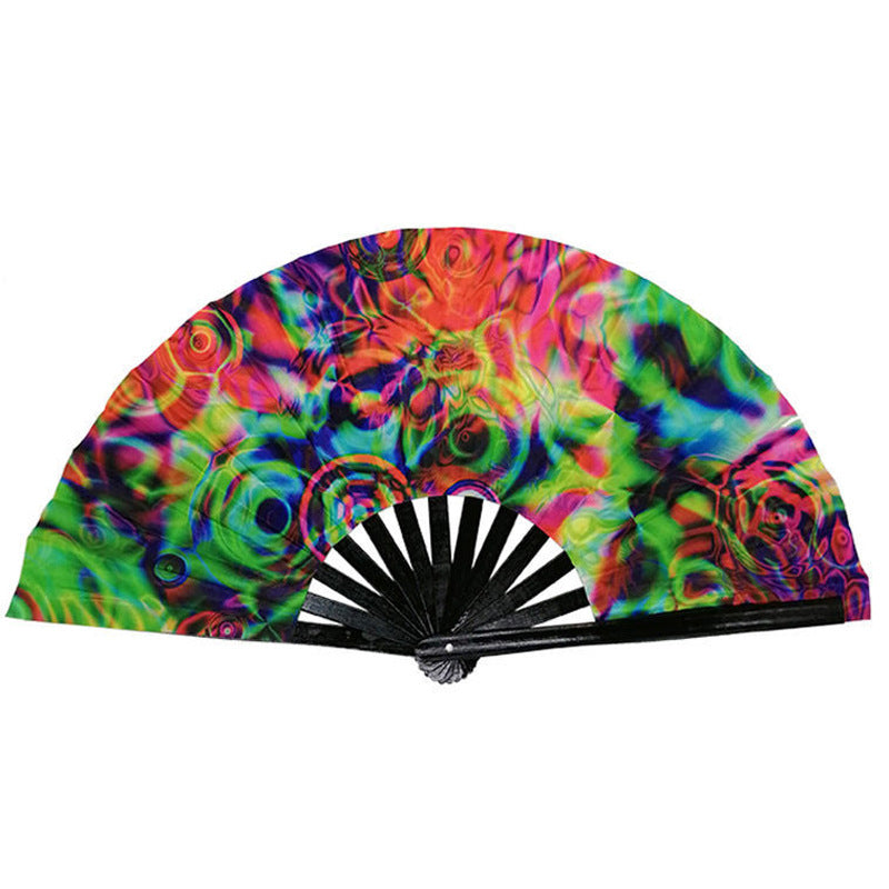 UV Glow Rave Fan Foldable for Women/Men/Drag Queen