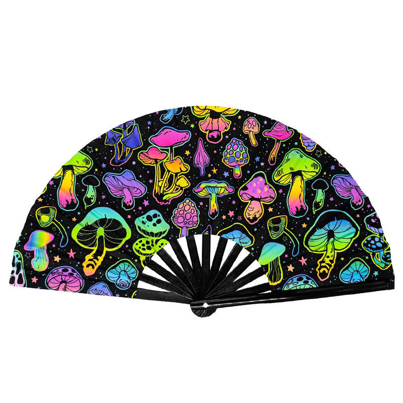UV Glow Rave Fan Foldable for Women/Men/Drag Queen