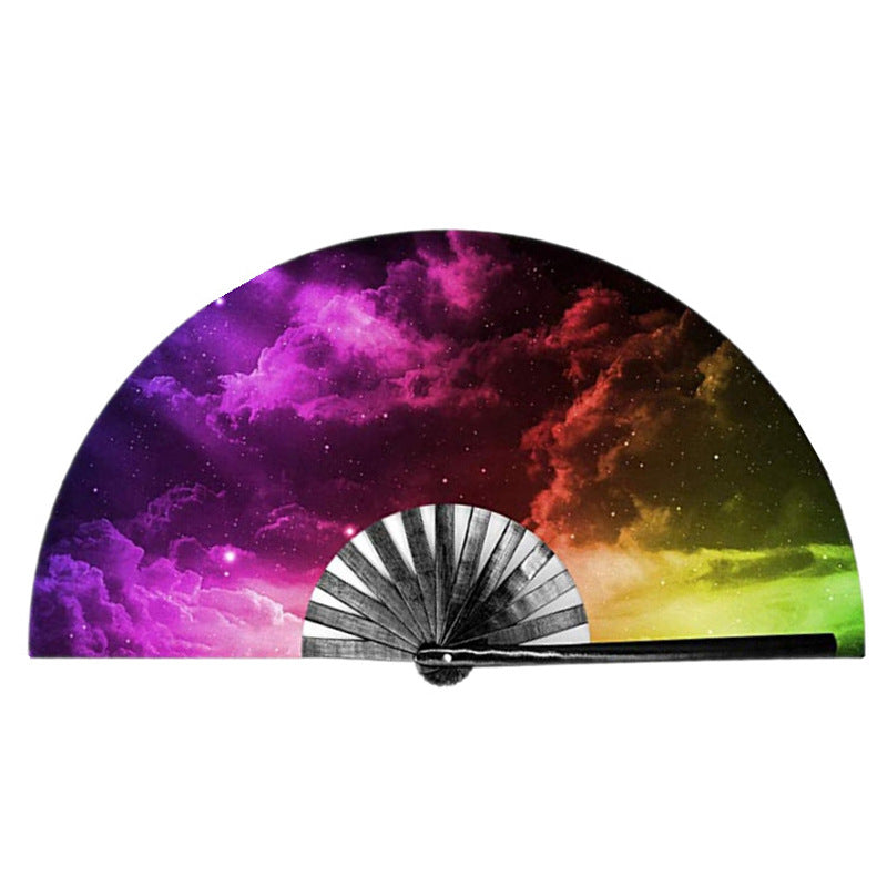 UV Glow Rave Fan Foldable for Women/Men/Drag Queen
