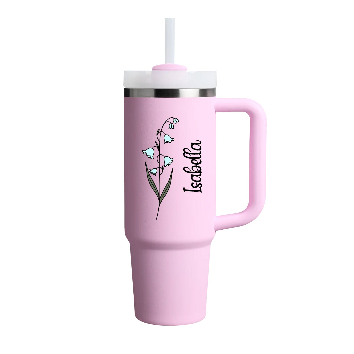 40 oz Tumbler with Birth Flower and Custom Name(Cherry Blossom)