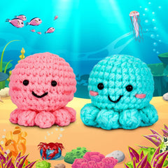 Crochet Kit for Beginners – DIY Animal & Plant Crochet Set, Starter Knitting Kit for Adults and Kids