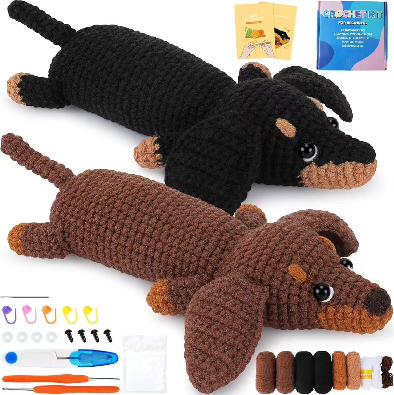 Crochet Kit for Beginners – DIY Animal & Plant Crochet Set, Starter Knitting Kit for Adults and Kids
