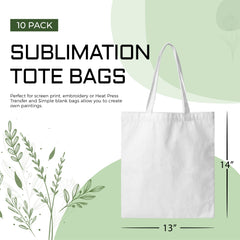 Sublimation Tote Bags Blanks Polyester Canvas Tote for DIY Crafting