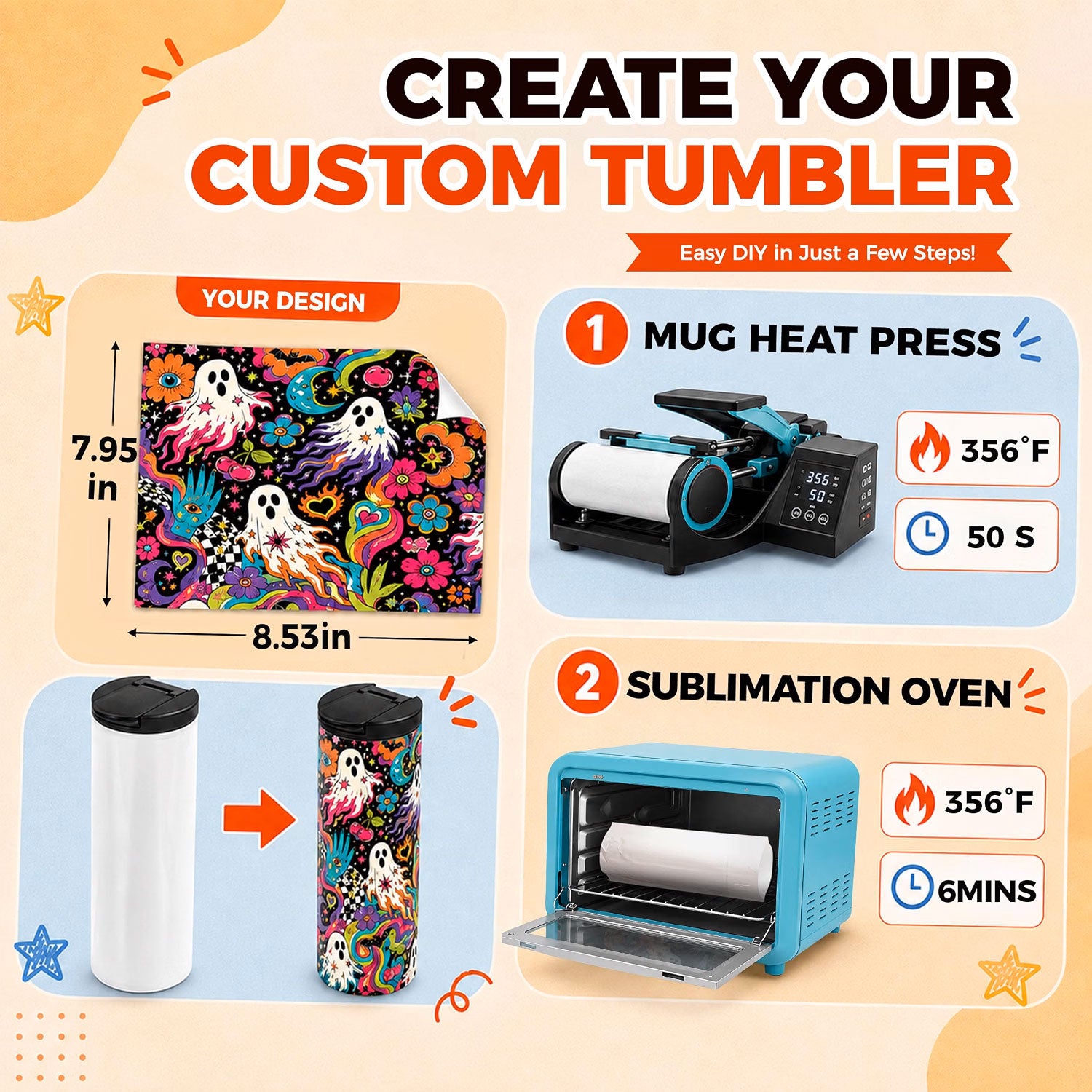 17 oz Sublimation Tumblers with Flip Lids Travel Cups blanks 8 Pack