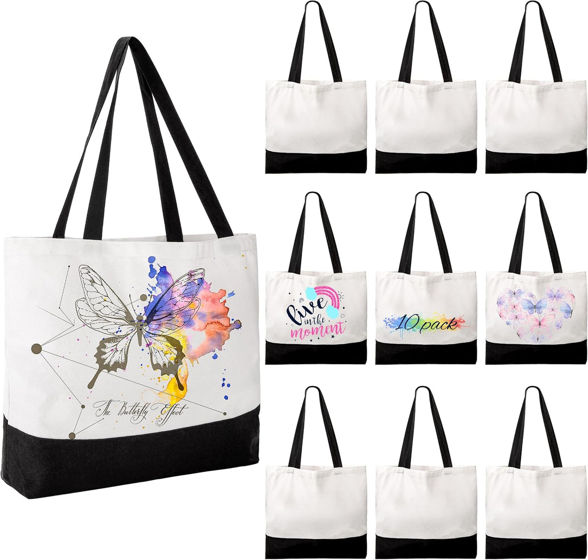 Large Canvas Tote Bags Bulk Sublimation Blanks with Long Handle 18.5 x 15 x 4 inch