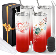 20 oz Sublimation Tumblers, 4 Pack Gradient Red Straight Cups