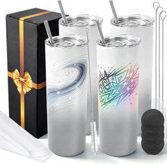 20 oz Sublimation Tumblers, 4 Pack Gradient Gray Straight Cups