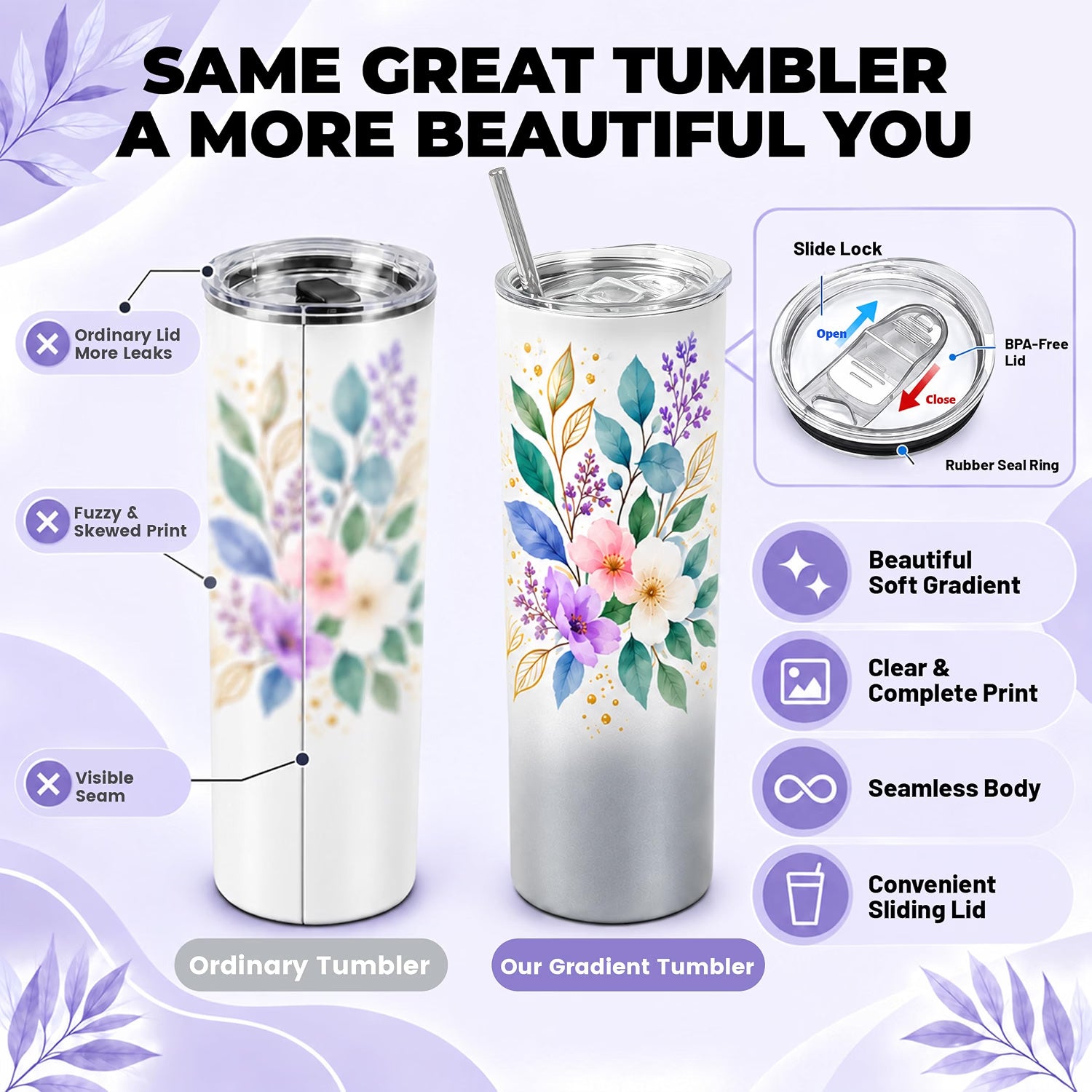 20 oz Sublimation Tumblers, 4 Pack Gradient Gray Straight Cups