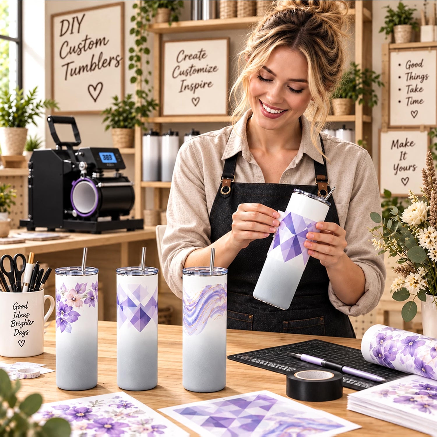 20 oz Sublimation Tumblers, 4 Pack Gradient Gray Straight Cups