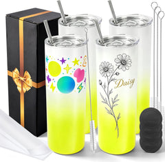 20oz Sublimation Tumblers,4Pack Gradient Lemon Yellow Straight Cups