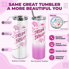 20oz Sublimation Tumblers,4 Pack Gradient Purple Pink Straight Cups