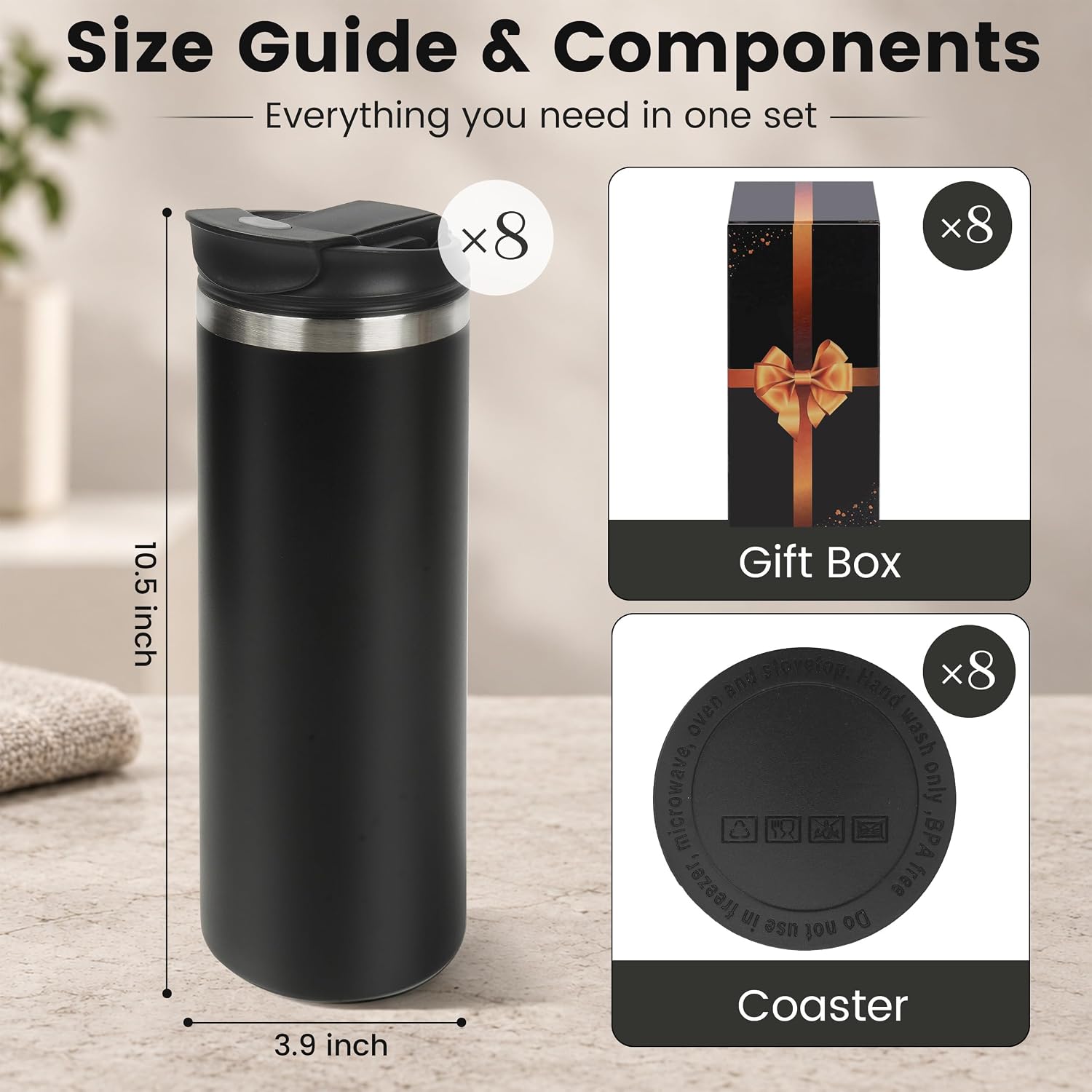 20 oz Tumblers Bulk with Dual-Opening Lids 8 Pack Powder Coated