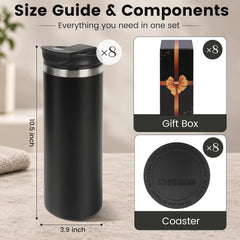 20 oz Tumblers Bulk with Dual-Opening Lids 8 Pack Powder Coated