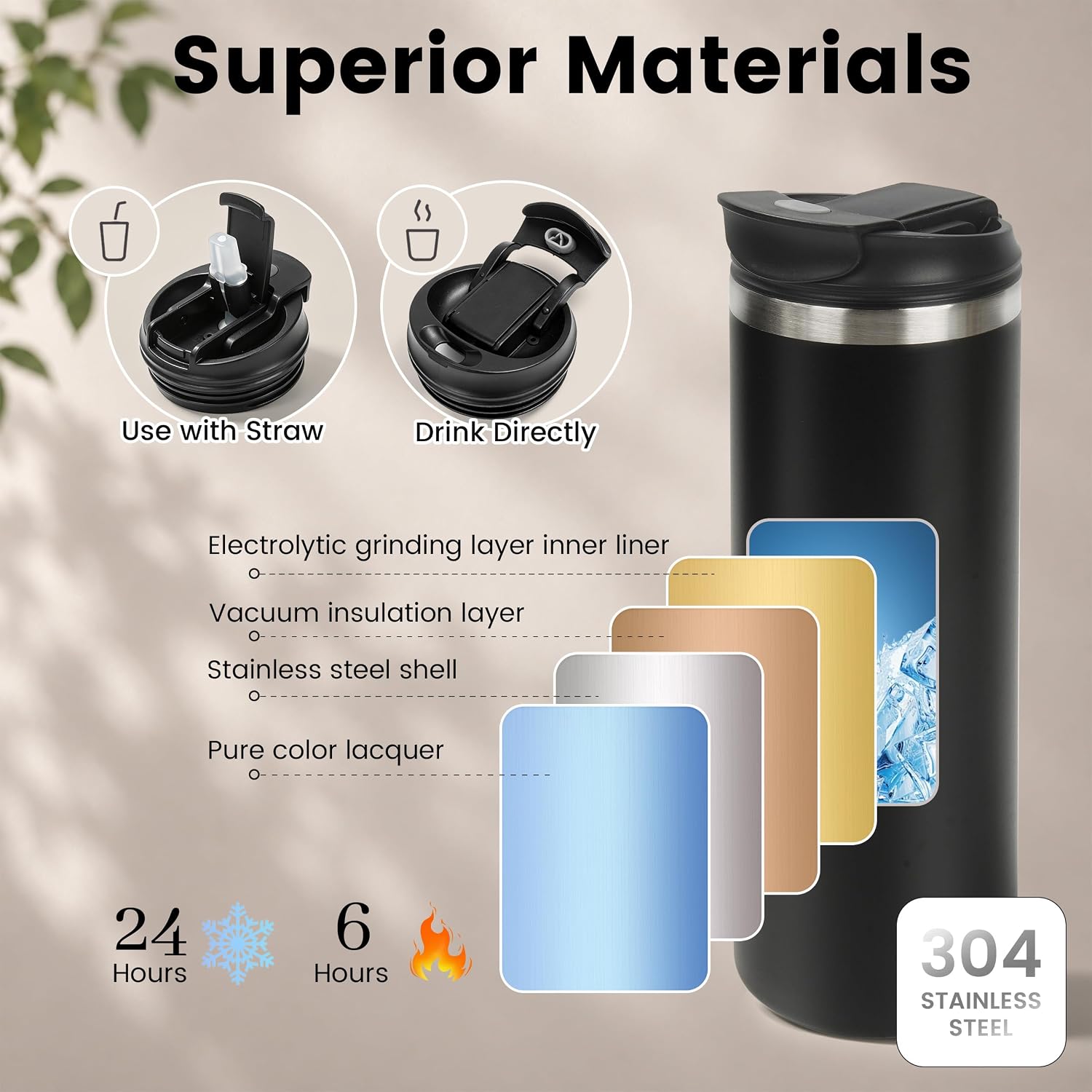 20 oz Tumblers Bulk with Dual-Opening Lids 8 Pack Powder Coated