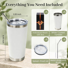 20 oz Tumblers Bulk with Lids and Straws 8 Pack Powder Coated