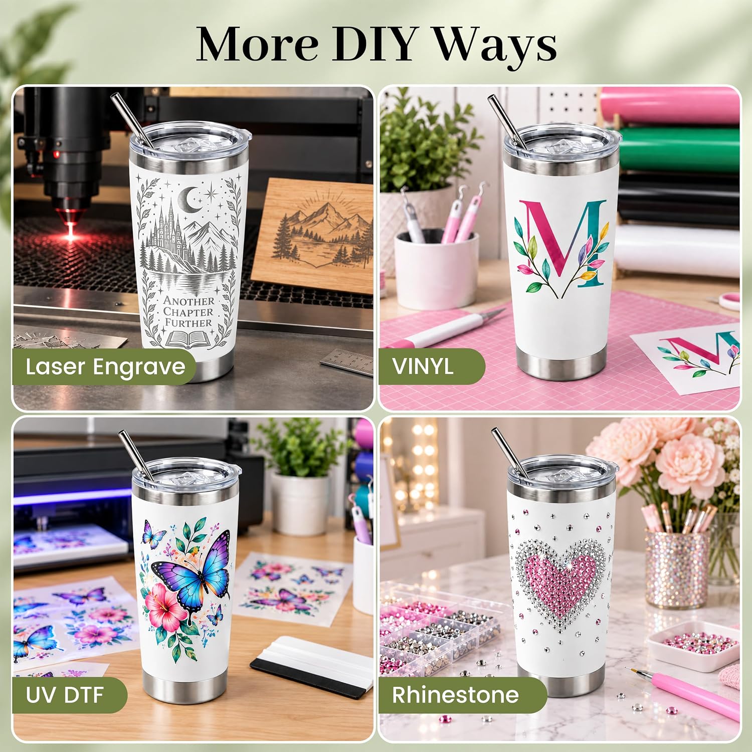 20 oz Tumblers Bulk with Lids and Straws 8 Pack Powder Coated