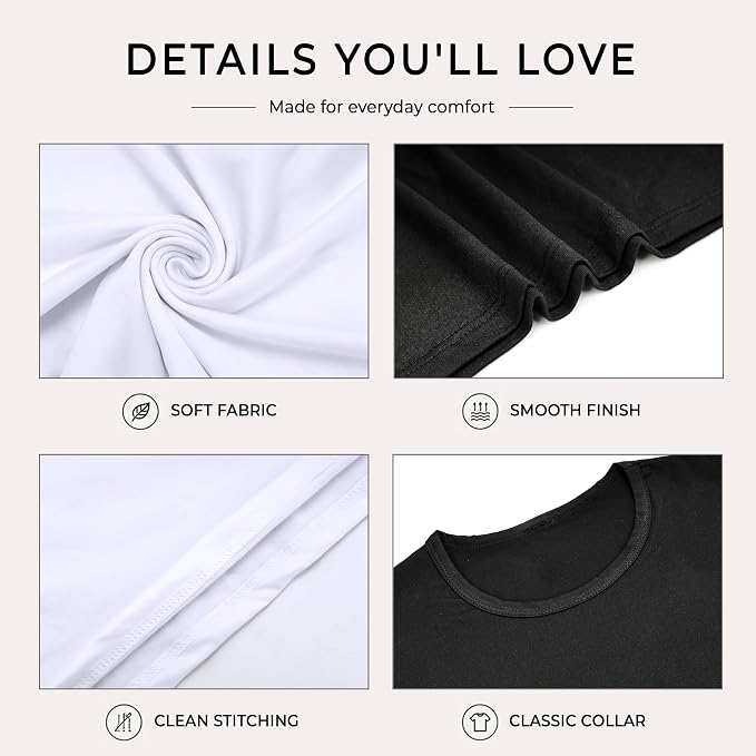 2 PCS Blank T Shirts Black White Polyester for Daily Wear Unisex