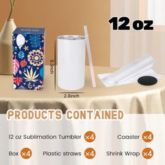 12oz Skinny Sublimation Tumblers