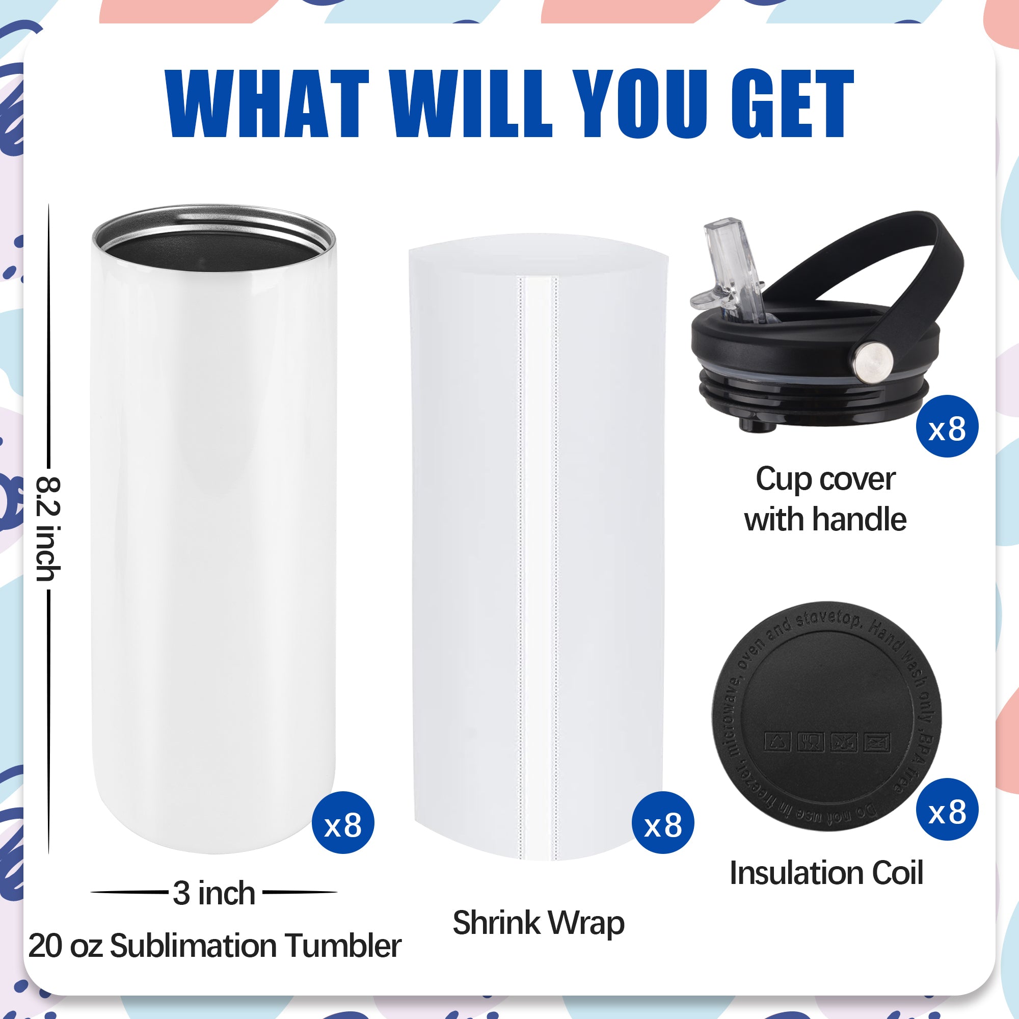 20oz Sublimation Tumblers Water Bottles with Wide Mouth Handle Cap And Straw