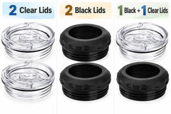2 Pack Replacement Lids for Sublimation Skinny Beer Can Coolers, Clear and Black Lids
