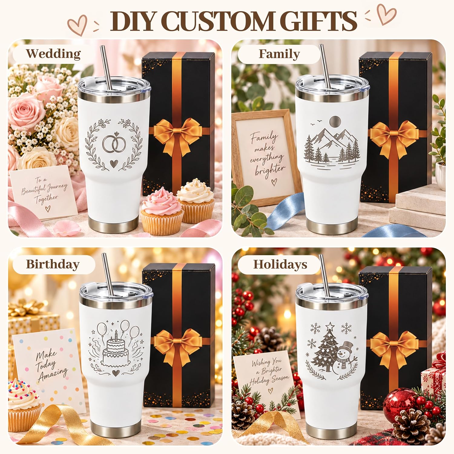 30 oz Tumblers Bulk with Lids and Straws 6 Pack Powder Coated