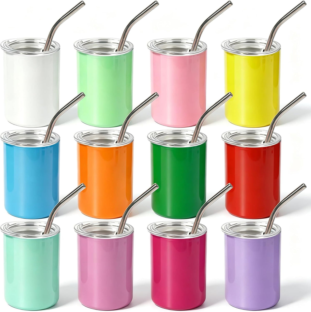 3 oz Mini Tumbler Shot Glass with Lid and Straw 12 Pack