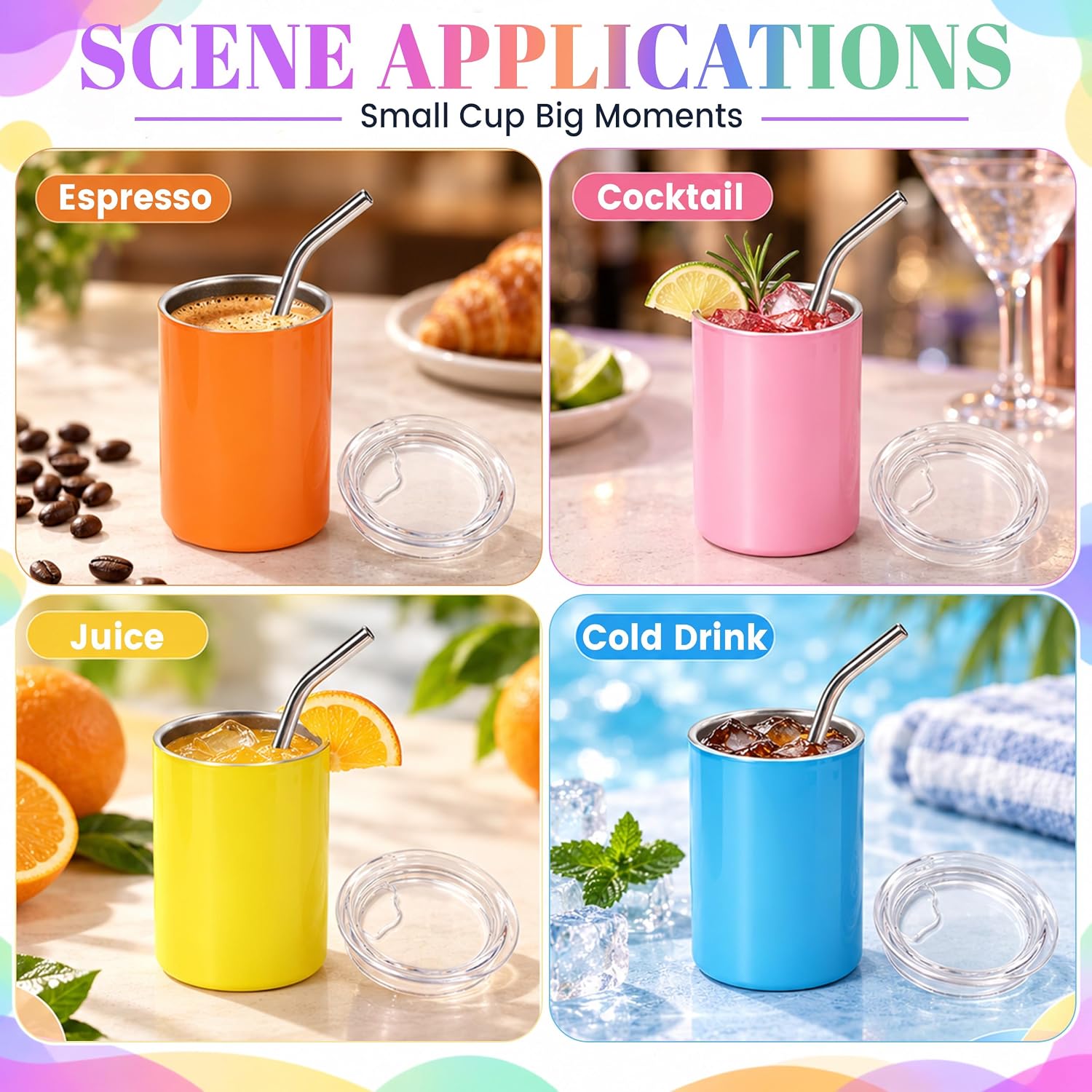 3 oz Mini Tumbler Shot Glass with Lid and Straw 12 Pack