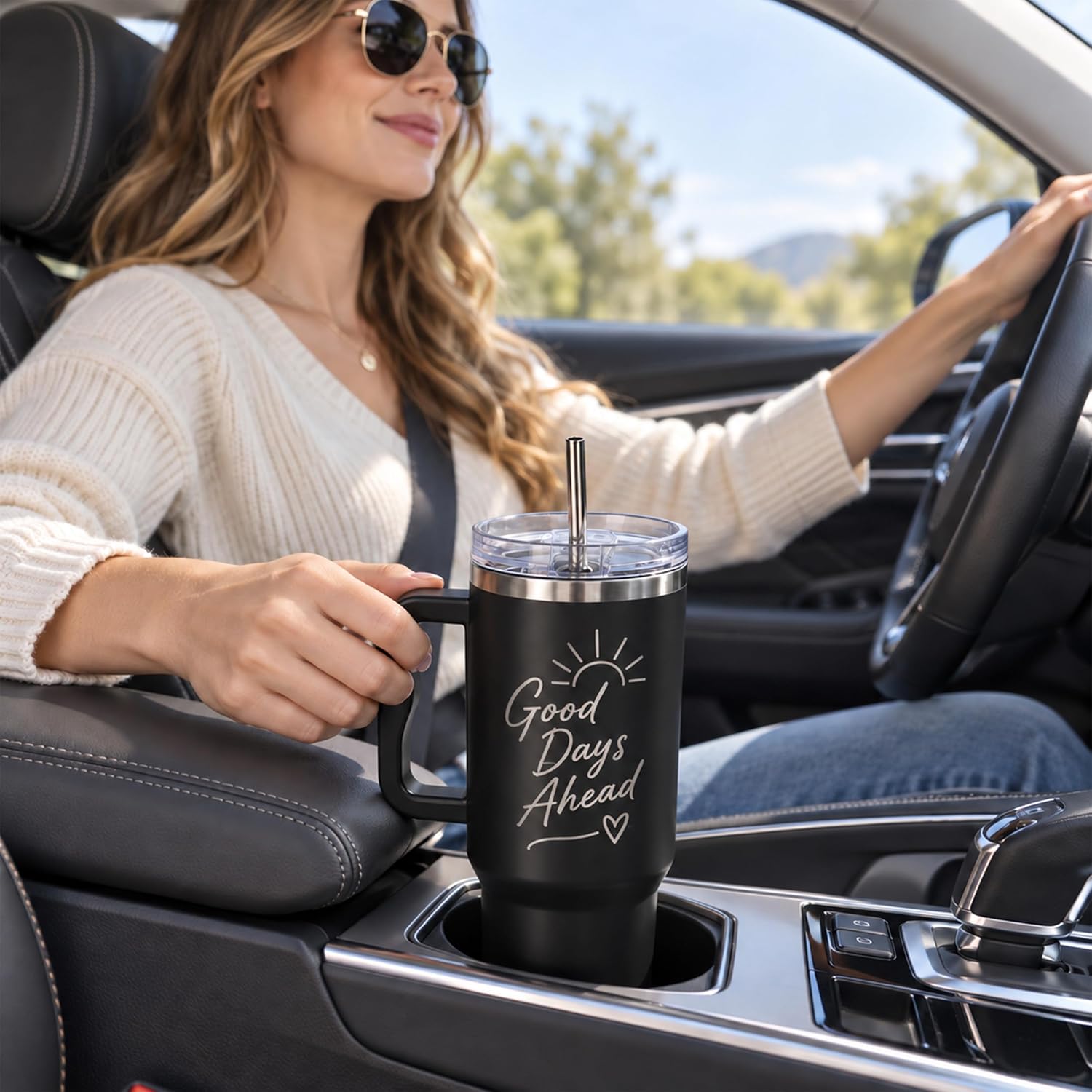 4 Pack 40oz Black Insulated Tumbler with Lids and Straws
