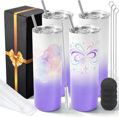 20 oz Sublimation Tumblers,4 Pack Gradient Purple Straight Cups