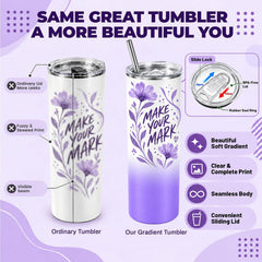 20 oz Sublimation Tumblers,4 Pack Gradient Purple Straight Cups