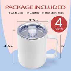 Sublimation Coffee Mugs White With Handle and Lid