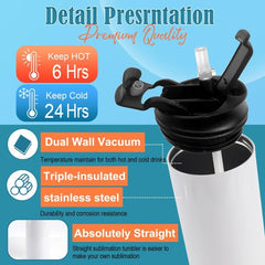 20 OZ Sublimation Water Bottles Blank Tumblers Dual Opening