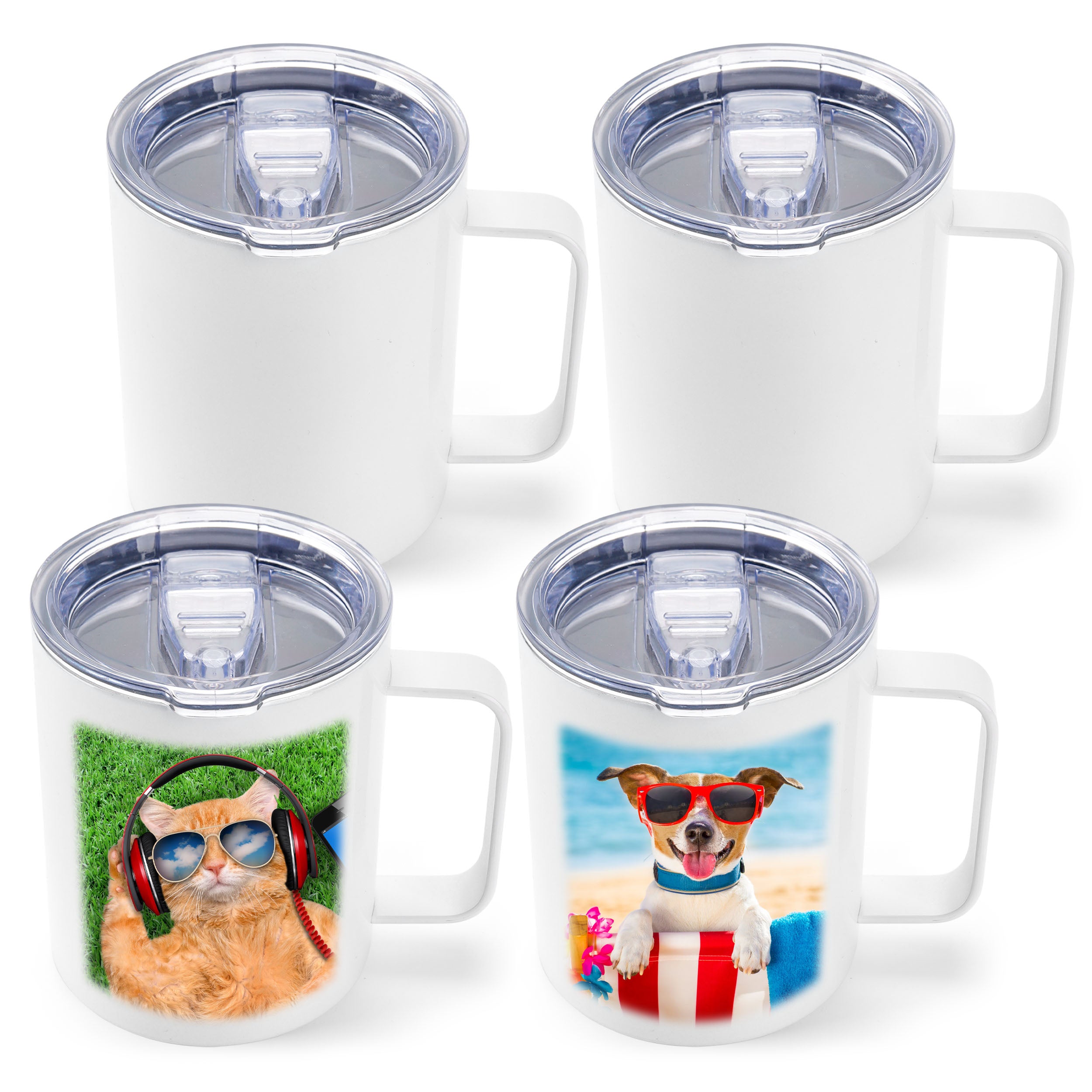 Sublimation Coffee Mugs White With Handle and Lid