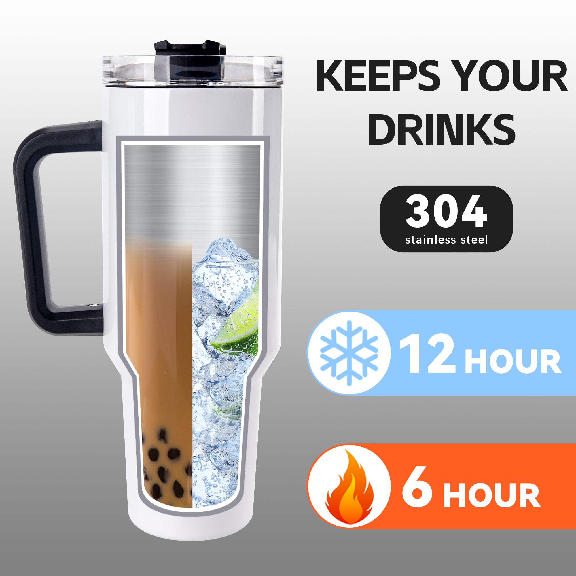 40 OZ Sublimation Tumblers with Black Handle