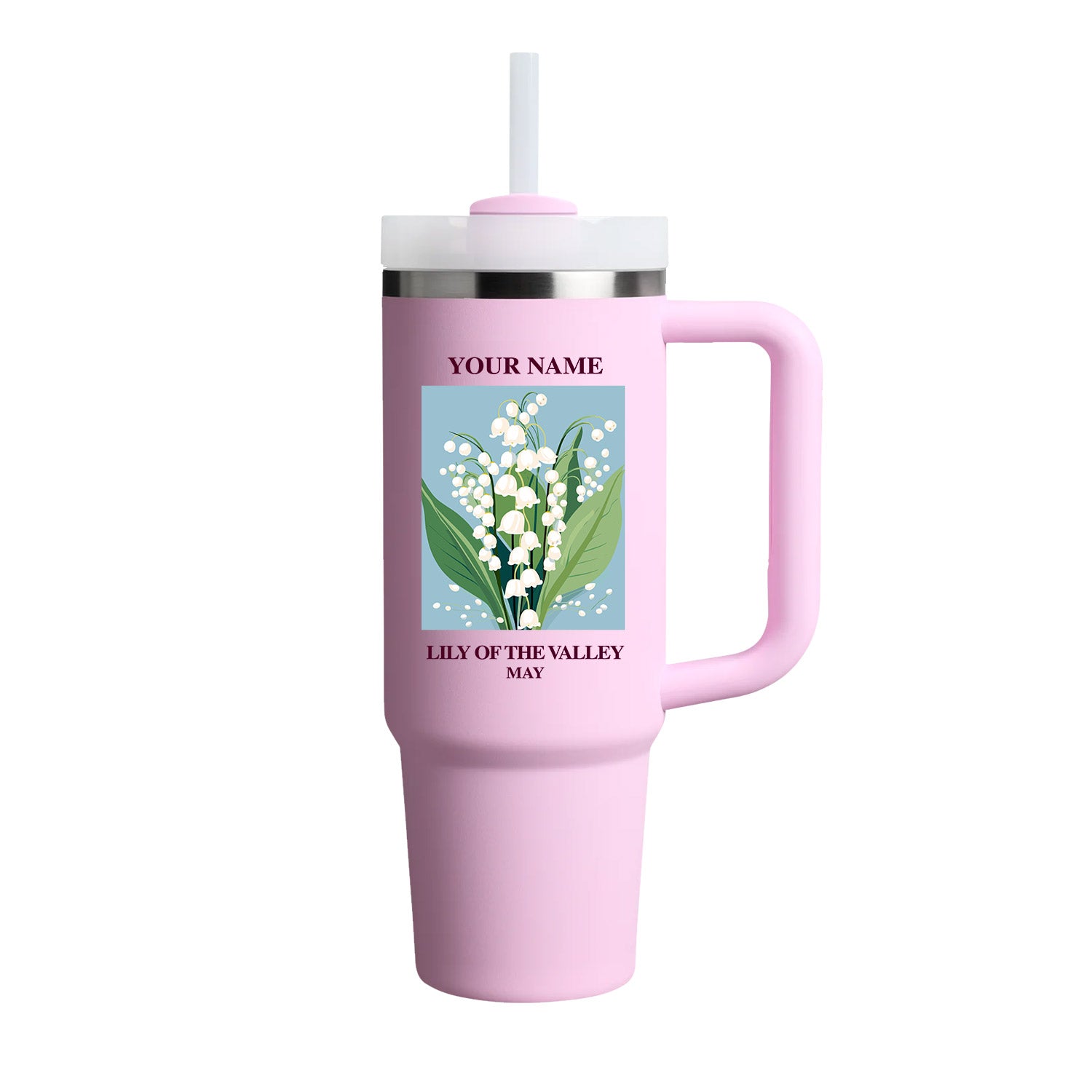 40oz Tumbler with Birth Flower and Custom Name(Cherry Blossom)