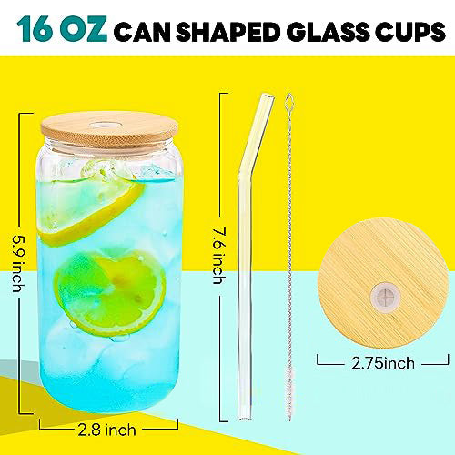 Clear Glass Cups with Bamboo Lids