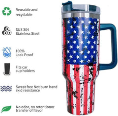 40 Oz Water Bottle for Stainless Steel Tumbler (Blue Handle)