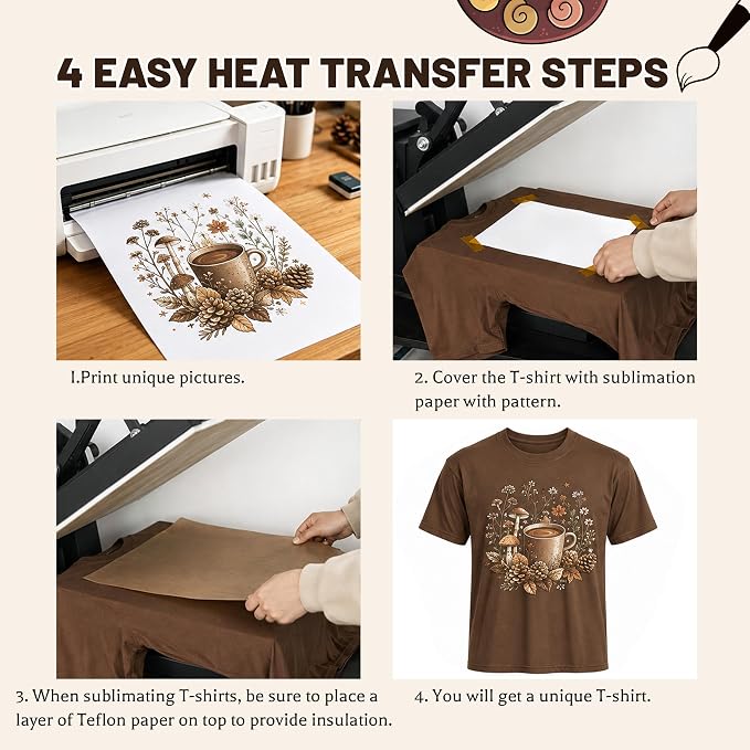 5PCS Unisex Sublimation Blank T-Shirts – Polyester Crew Neck Short Sleeve - Brown