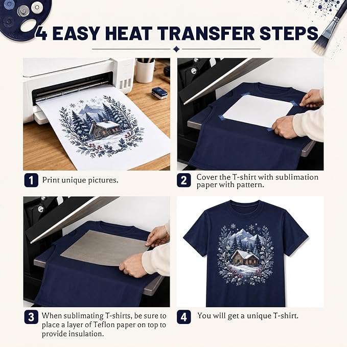 5PCS Unisex Sublimation Blank T-Shirts – Polyester Crew Neck Short Sleeve - Dark Blue