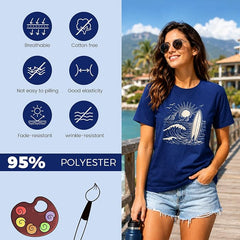 5PCS Unisex Sublimation Blank T-Shirts – Polyester Crew Neck Short Sleeve - Navy Blue