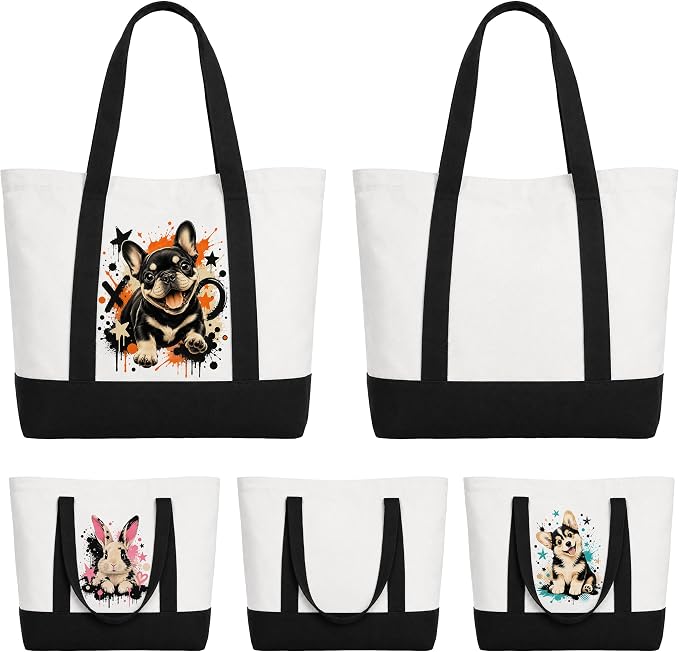Large Canvas Tote Bags 18.5 x 15 x 5.5 in Long Handle