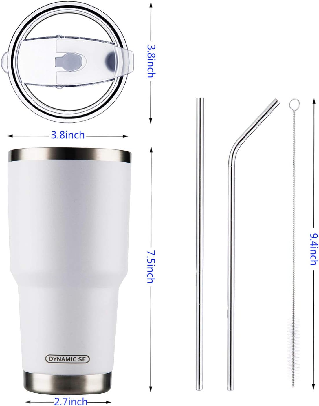 30 oz White Stainless Steel Tumbler