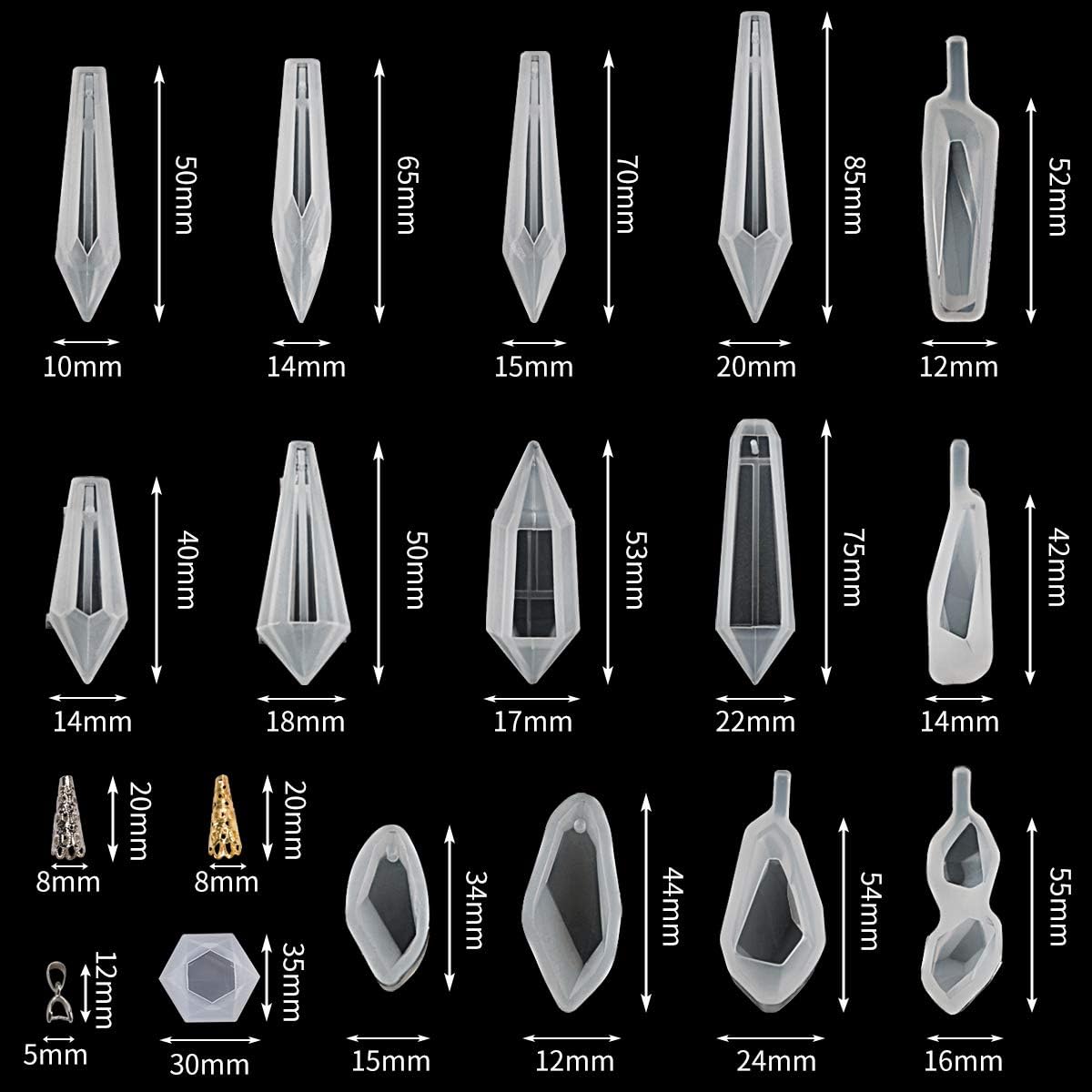 15 Pcs Crystal Resin Molds for Pendants & Necklaces