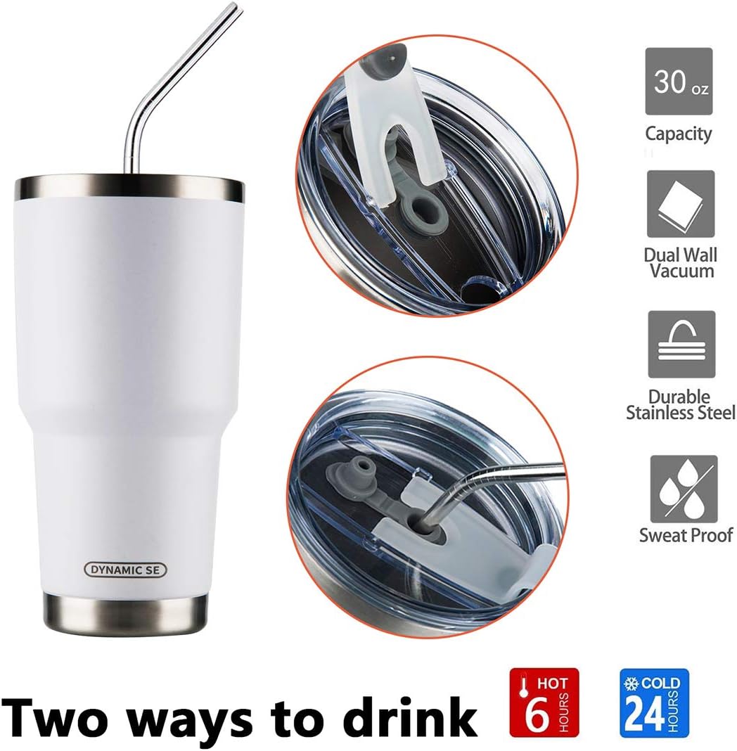 30 oz White Stainless Steel Tumbler