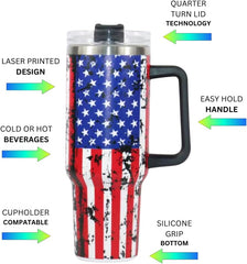 40 Oz Water Bottle for Stainless Steel Tumbler (Black Handle)