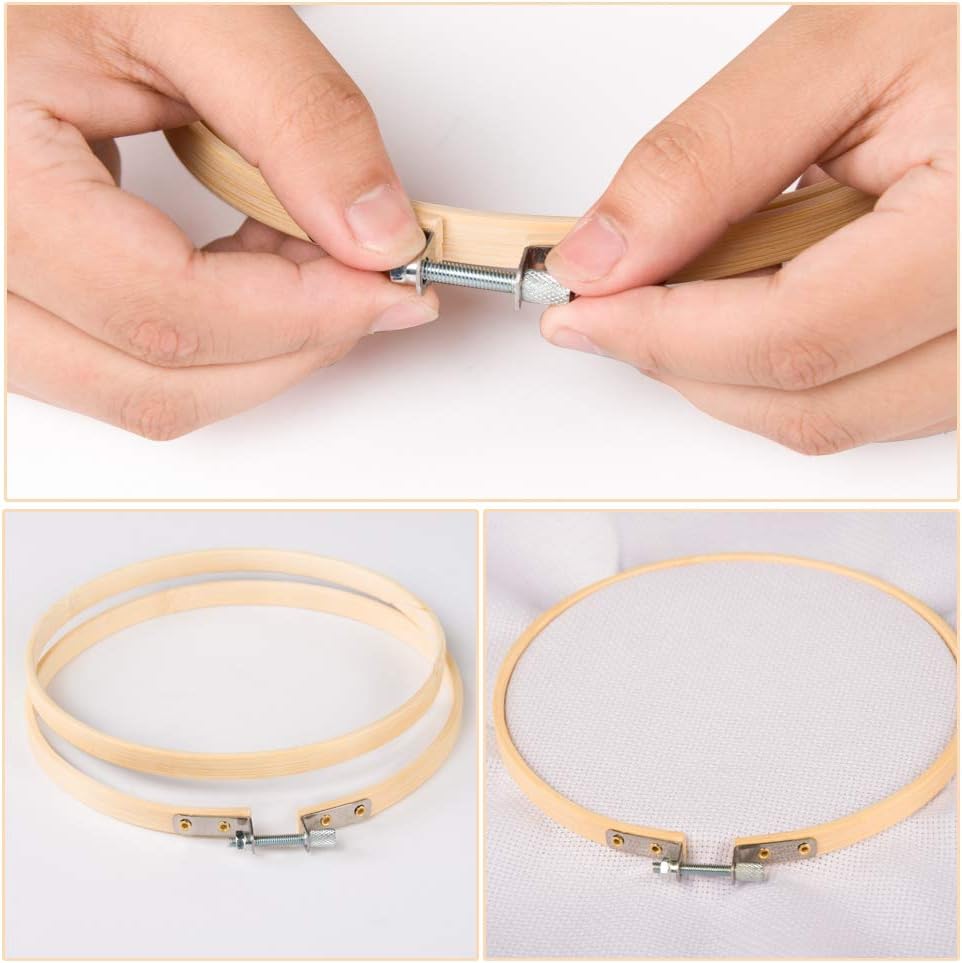 12 Pcs 8" Bamboo Embroidery Hoops for Cross Stitch & Crafts